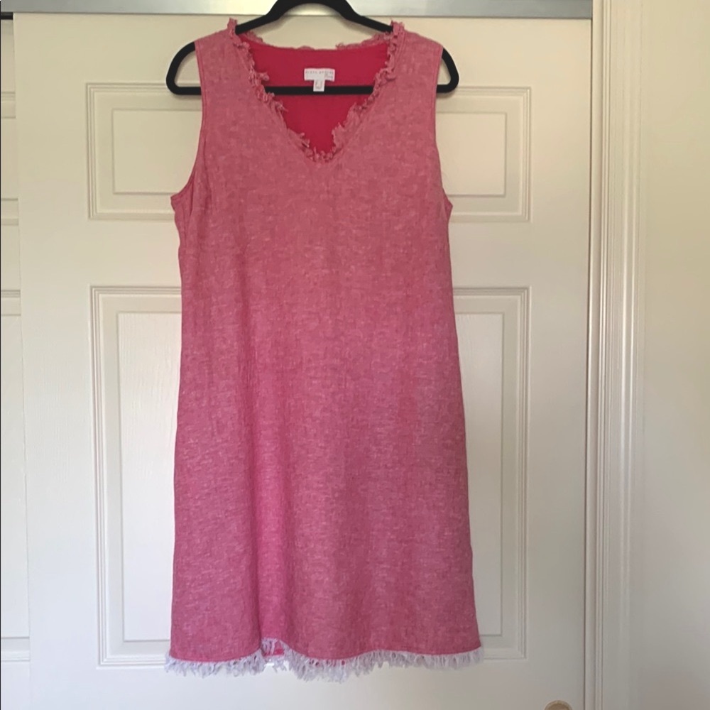 Susan Graver PURE Linen Blend Sleeveless Dress Women’s L Pink